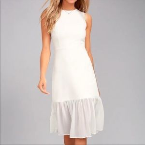 Lulu’s Modern Drama White Sleeveless Midi Dress